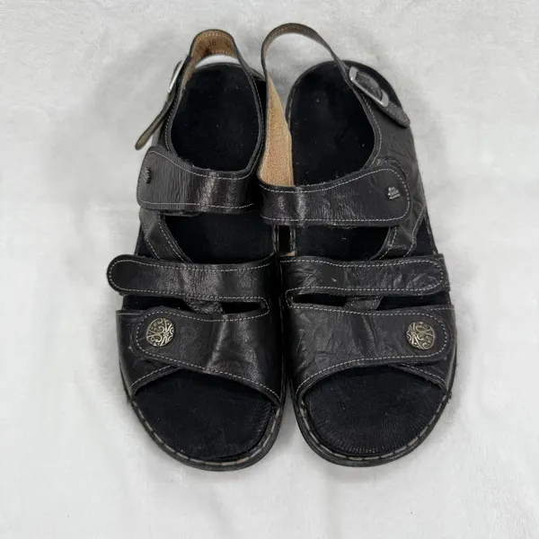 Finn Comfort Leather Sandals Adjustable Straps Comfort‎ Germany Black Sz 38 US 7 - Image 4