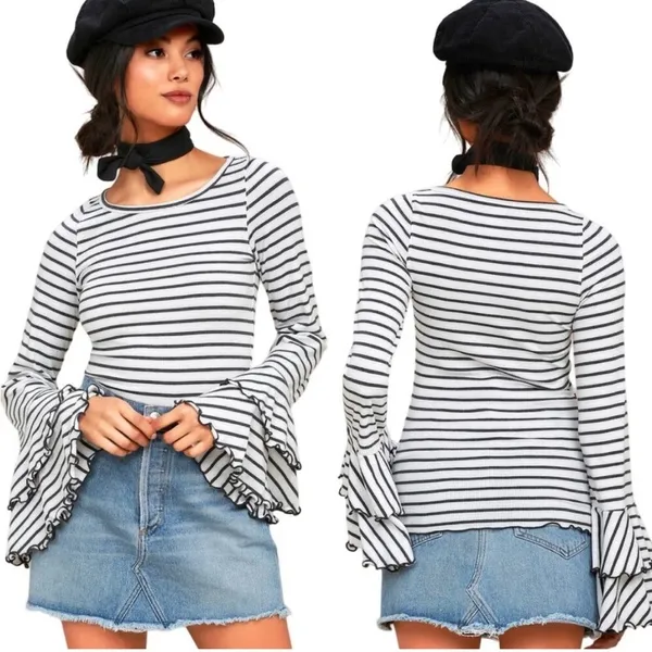 Free People Gray and Black Bell sleeves Top - Image 8