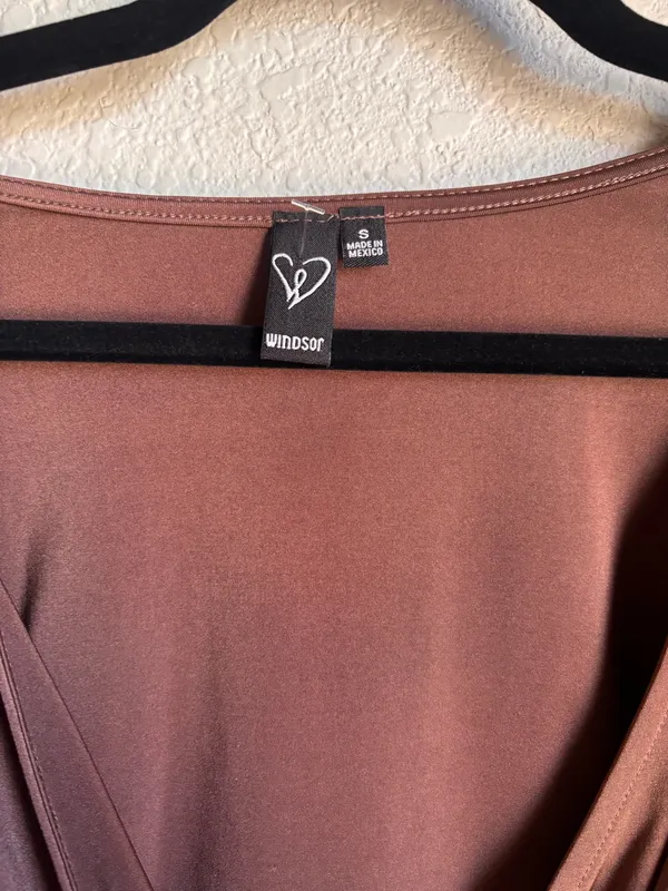 Brown long sleeve wrap top western boho party - Image 5