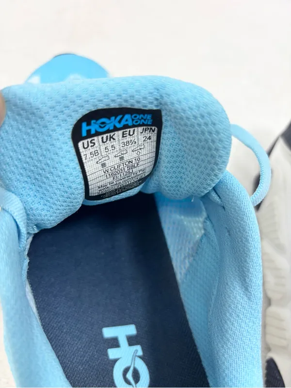 Hoka Women's Clifton 10 Women's Athletic Shoes in Light Blue with White Midsole - Image 8
