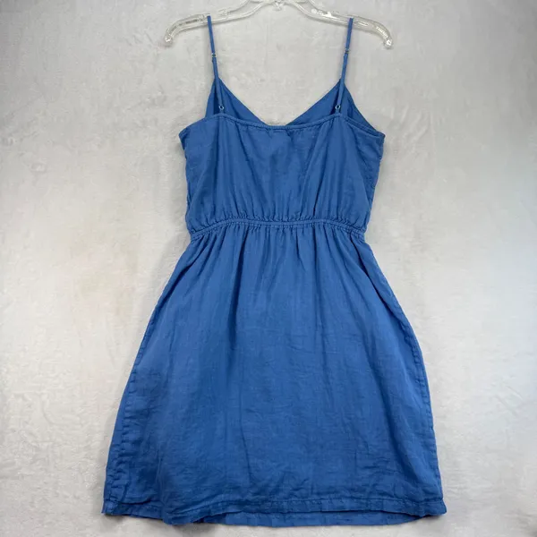 J.Crew Linen Blend Sun Dress‎ Adjustable Straps Blue Casual Summer Medium - Image 9