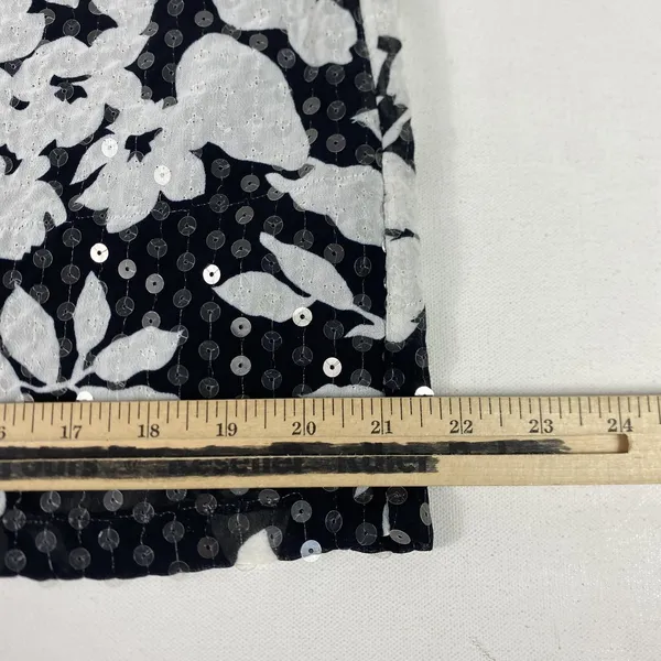 Ruth Skirt Sz XS Black Floral Sequin‎ Chiffon Denim Waist Midi Y2K Anthropologie - Image 5