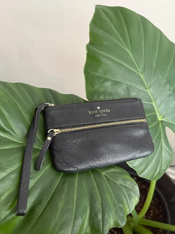 kate spade black pebbled leather wristlet clutch - Image 3