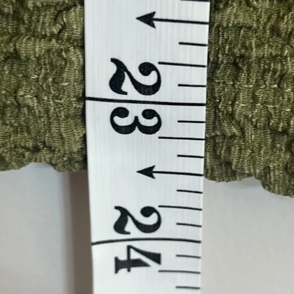 Zara Olive Green Textured Popcorn Knit Ruffle‎ Puff Shoulder Top Womens Medium - Image 7