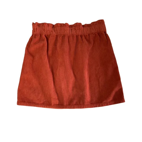 Pacsun‎ Rust Corduroy Mini Skirt 25 Paperbag Waist Button Front Fall Aesthetic - Image 3