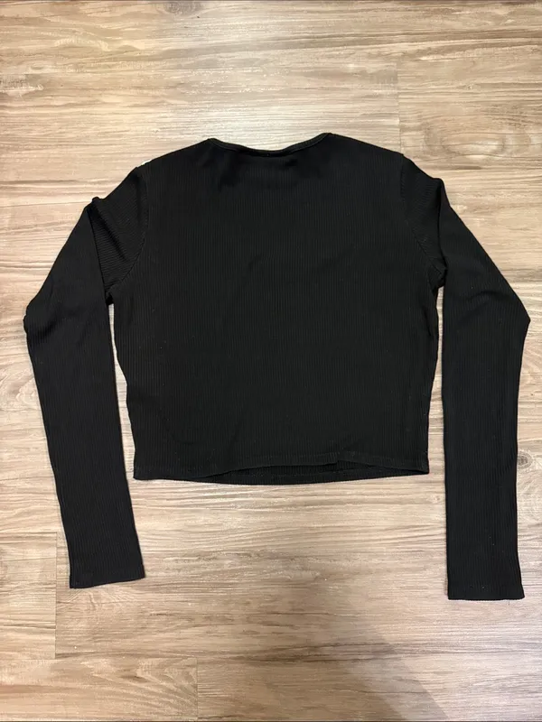 KILLSTAR Bethel Crop Top XL Black D Ring Gothic Ribbed Long Sleeve - Image 4