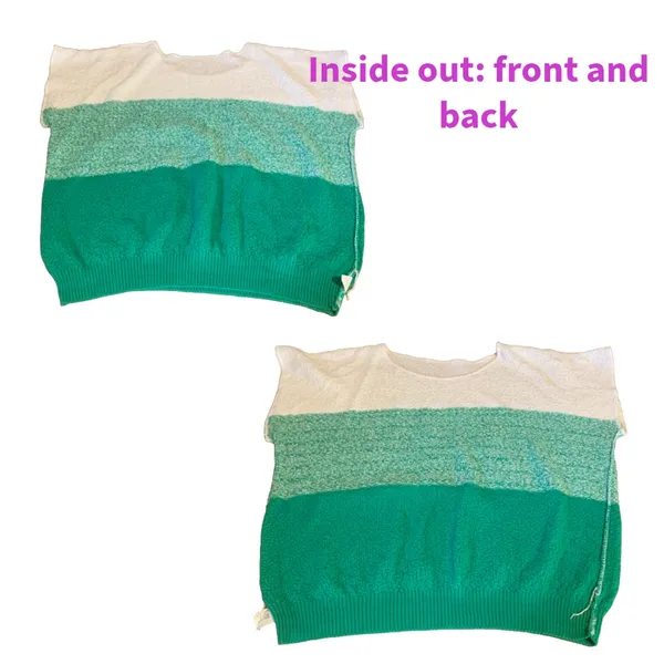 Vintage 1980'S Green & White Color Block Sweater (L) - Image 8