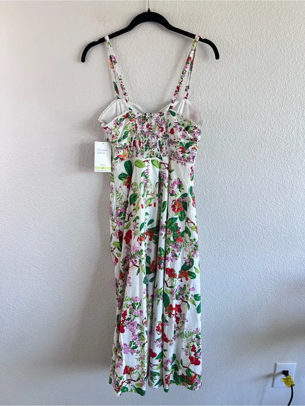 NWT Taylor Tiered Ruffle Pink Floral Midi Dress Sweetheart Neckline Cottagecore - Image 4