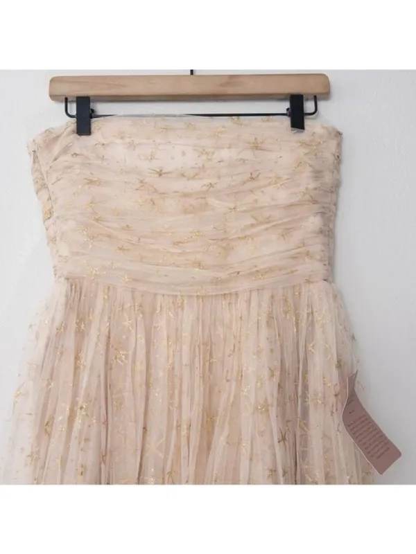NWT BHLDN x Joanna August Brenda Star Strapless Midi Dress 8 Gold Bridal Tulle - Image 11