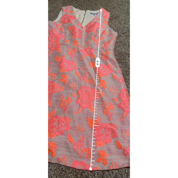 Antonio Melani Pink Orange Floral Brocade Sheath Dress V-Neck Size 10 - Image 7
