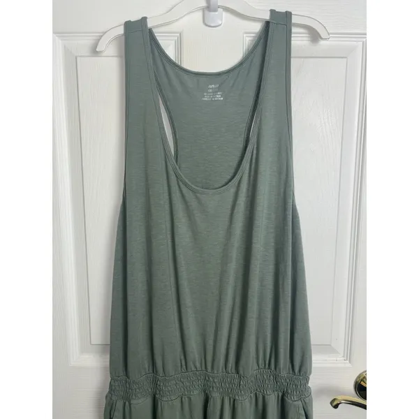 Aerie Green Soft Track Racerback Tank Jumpsuit XXL Stretch Comfy Pockets - Image 4