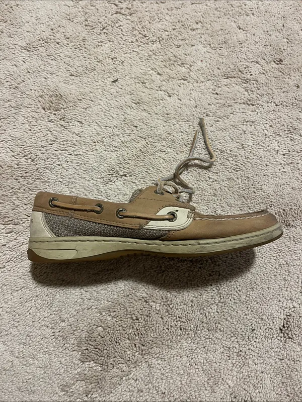 Sperry Women’s Tan and Cream Leather Boat Shoes - Image 3