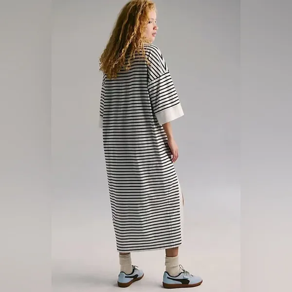 NWT FREE PEOPLE Jackson Rugby Midi Dress - Ivory Combo $98 MSRP - Image 2