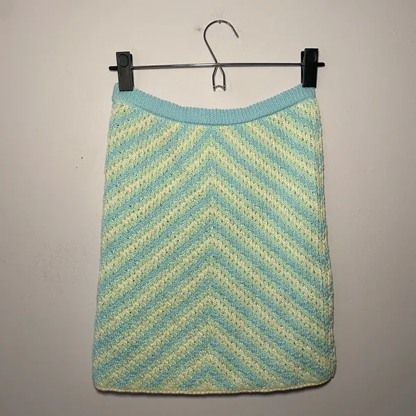 NWT For Love and Lemons Blue Cream Knit Corinna Mini Skirt Women's size Small - Image 6