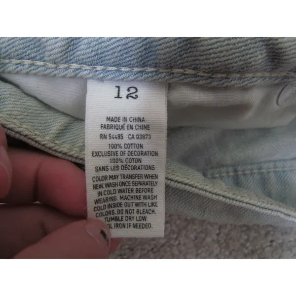 American Eagle Denim Shorts 12‎ Light Wash Distressed Frayed Hem Boho Summer - Image 5