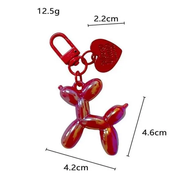 NEW‎ Pink Balloon Dog Keychain Heart Charm Keyring Cute Y2K - Image 8