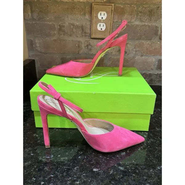Sam Edelman Avril Dahlia Pink Suede Pumps Size 7 Pointed Toe - Image 4