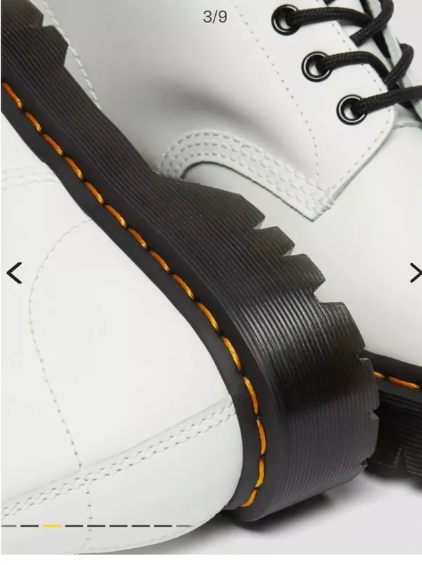 Dr. Martens White Leather 8-Eye Lace-Up Platform Boots with Black Laces - Image 3