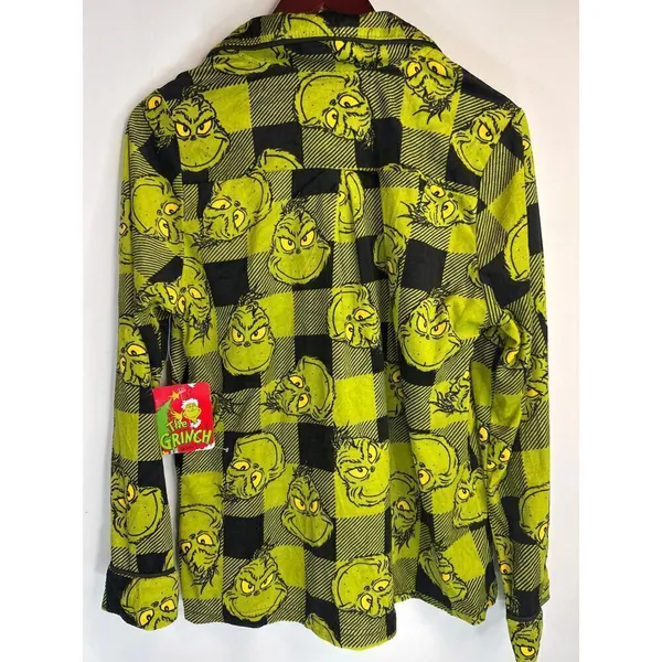 Dr. Seuss The Grinch Plaid Christmas 2‎ piece Pajama Set Women's Medium NWT - Image 7