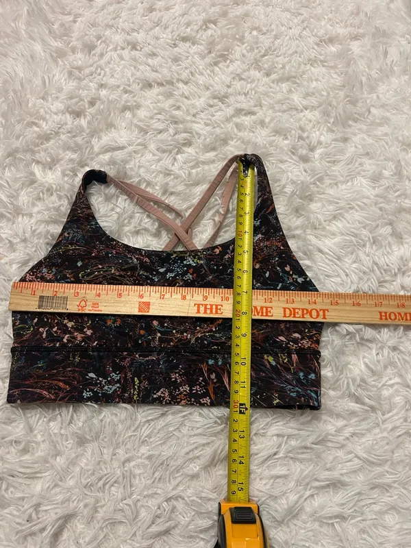 Lululemon Size 8 Energy Bra Long Line Medium Support Foliage Strappy Floral Pink - Image 6