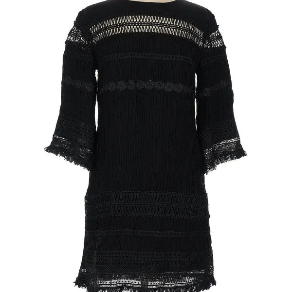 ELLIATT "Memory" Black Embroidered Fringe Dress‎ Size S - Image 5