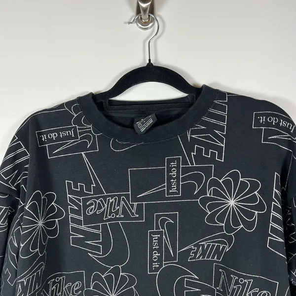 Nike Icon Clash Fleece Sweatshirt All over logo‎ Black L Athletic Workout - Image 4