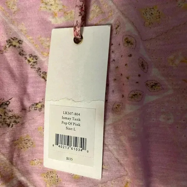 NWT LOVESHACKFANCY Women's Ismay Cropped Embroidered Tank Top Pop of Pink L - Image 8