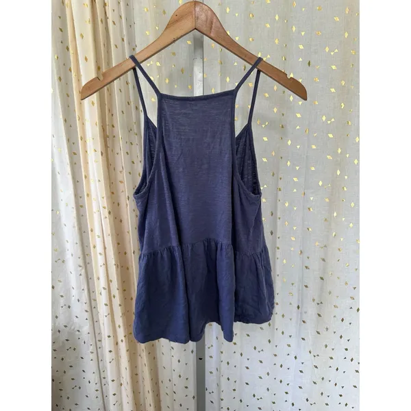 Roxy Women's 100% Cotton Navy Peplum Spaghetti Tank Racerback Top M - Image 3
