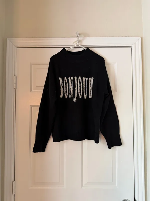 A New Day Black Mock Neck Bonjour Sweater - Image 2