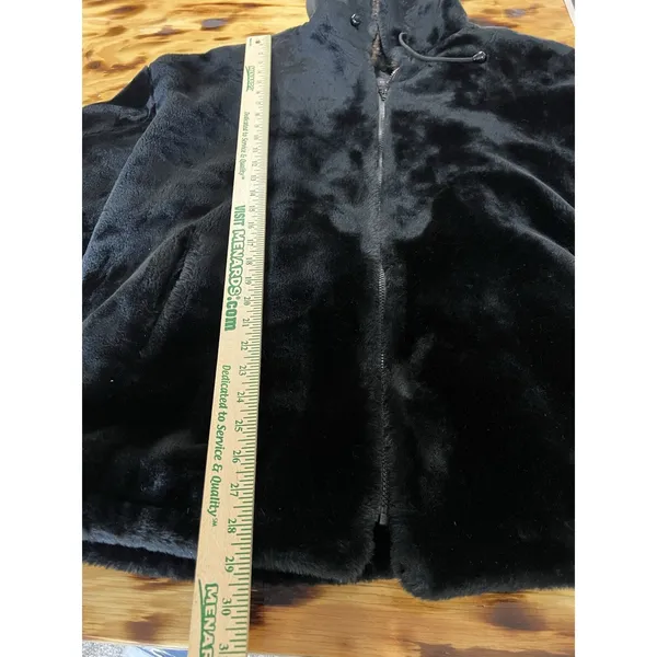 Gallery Coat Sz Large Black‎ Faux Fur Hooded Luxurious City Formal Designer - Image 5