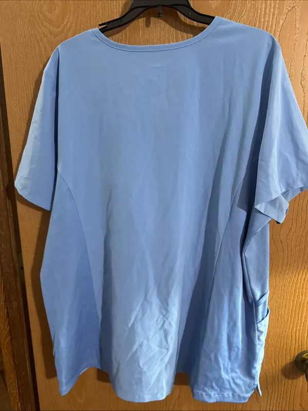 Hanes Comfort Fit Light Blue Scrub Uniform Shirt V-Neck Size 2XL - Image 4