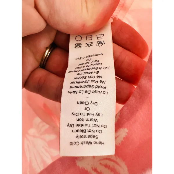 Cinq à Sept Pink White Tropical Leaves Cotton Blend Phoenix Madison Dress sz 14 - Image 7