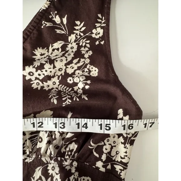 Blue Plate Floral Fit & Flare Midi Dress Womens Large Brown Cream Floral Boho - Image 6