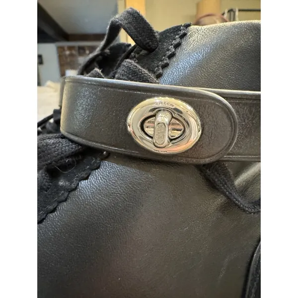 Coach‎ Q9125 C213 Black Leather Suede High Top Sneakers Shoes size 9.5 - Image 5