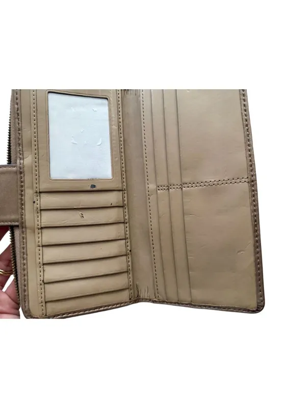 COACH Bronze Leather Kisslock Clutch Zip Wallet - Image 4