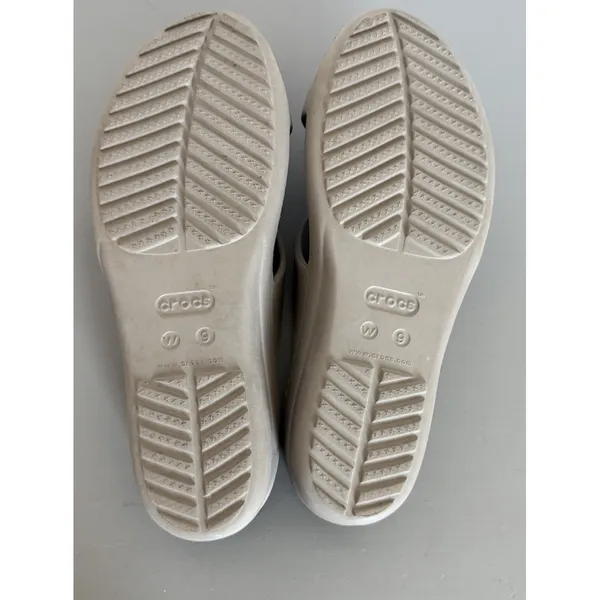 Crocs Sanrah Strappy Wedge Slide Sandals Womens Size 9‎ Taupe Comfort Casual - Image 9