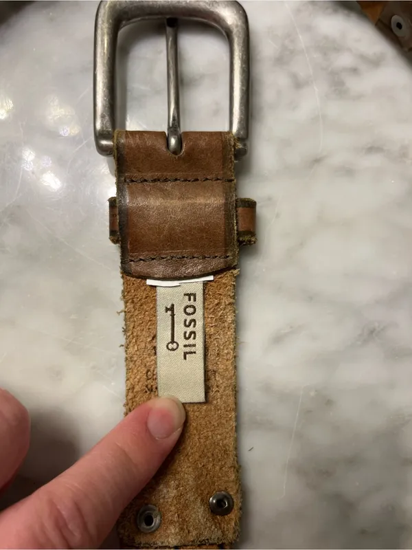 Fossil Braided Tan Leather Belt with Silver Buckle - Image 4