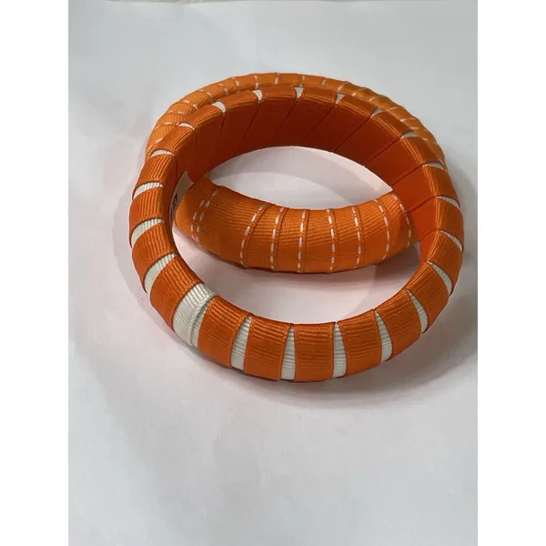 GAMEDAY BANGLES Orange Ribbon Wrapped Bangle Bracelet Lot Set 2 Skinny TN - Image 2