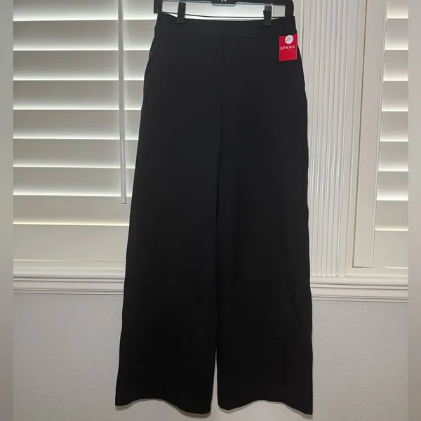 Spanx Petite The Perfect Fit Ponte Wide Leg High Rise Pants Black Size Small - Image 2