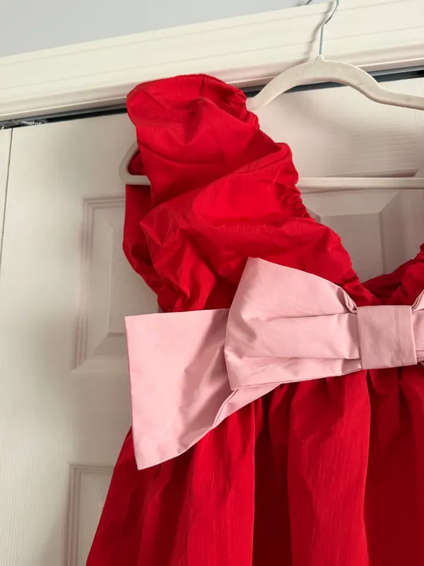 NWOT Vici Red and Pink Bow Plaid Babydoll Mini Dress - Image 5
