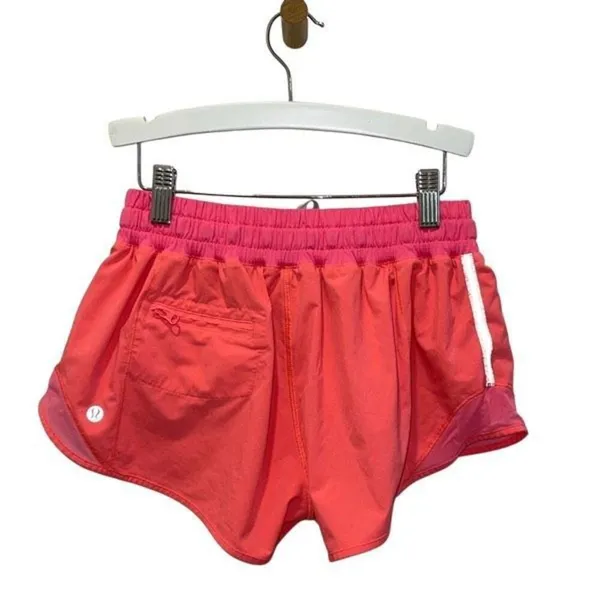 Lululemon Womens Drawstring Flat Front Running Athletic Shorts Coral Pink Size 6 - Image 4