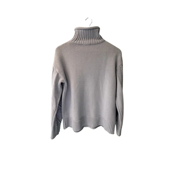 Haven Well Within Cable Knit Mock Neck Sweater Baby Blue S Cotton Blend - Image 4
