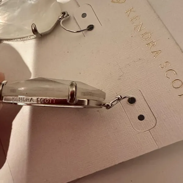 Kendra Scott Esme Ivory Mother of Pearl Dangly Earrings Silver Frame NEW - Image 8