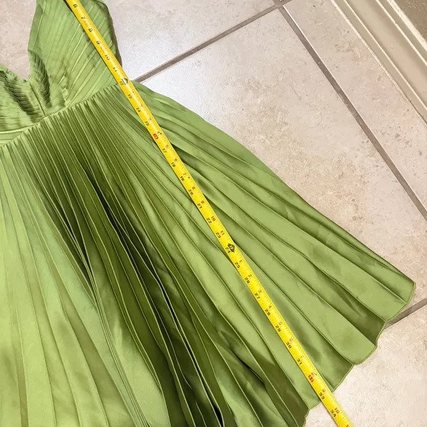 Abercrombie & Fitch Giselle Pleated Mini Dress Size XXS Tall Green - Image 4