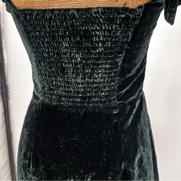 House of Harlow Mini Dress XS Dark‎ Green Coquette Velvet Bow Shoulder Cocktail - Image 12