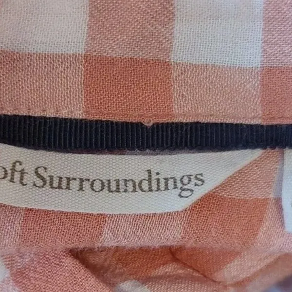 Soft Surroundings Orange White‎ Gingham Tunic Top V-Neck 3/4 Sleeve Rayon 3BA17 - Image 7