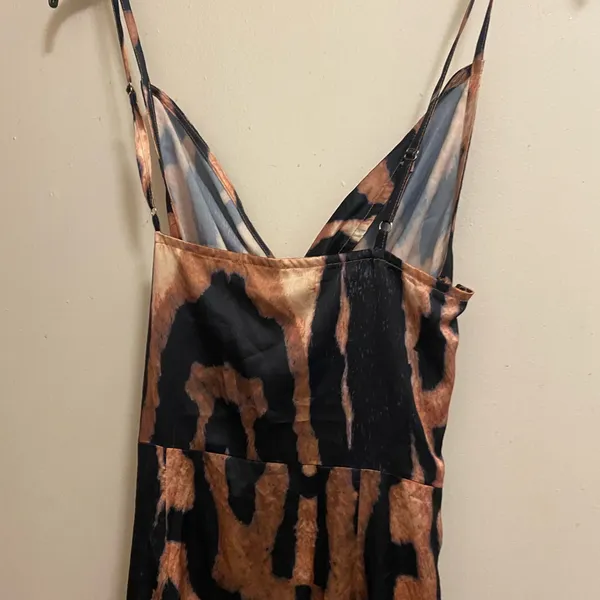 Pretty Litte Thing Womens Satin Tank Maxi Dress Size 4 Leopard Print Cutout NWT - Image 7