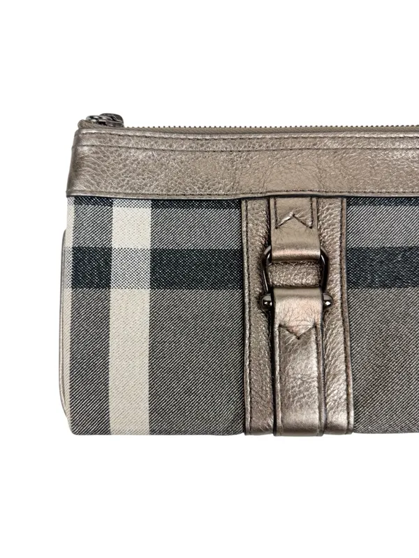 Y2K Burberry Gray Silver Plaid Wristlet Wallet Clutch - Image 2