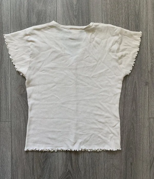 Rib Button Front Top White Size L - Image 4