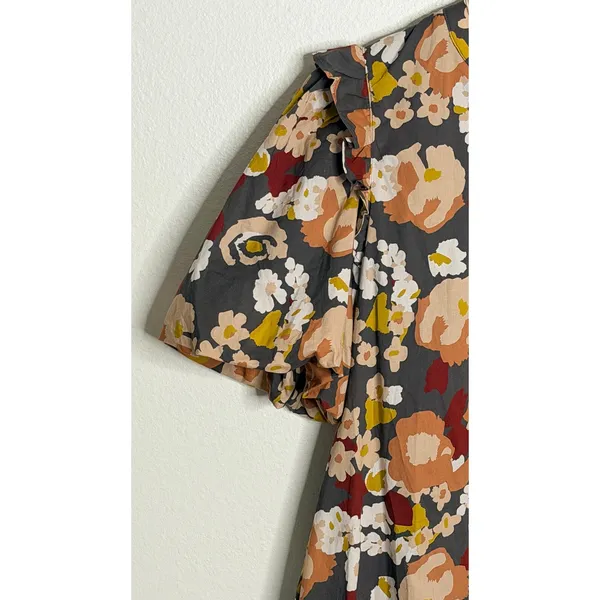 Entro Floral Mini Dress Sz M Puff Sleeve Babydoll Whimsical Boho Cottagecore - Image 6
